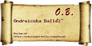 Ondreicska Balló névjegykártya